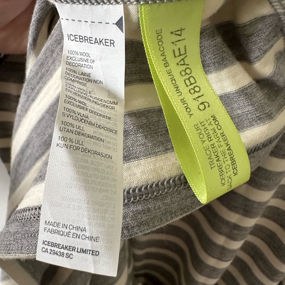 Icebreaker Pizzario Women's Gray White Stripe Short Summer Dress Tie Waist M - Picture 12 of 15